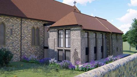 An artist impression of the expansion of the church