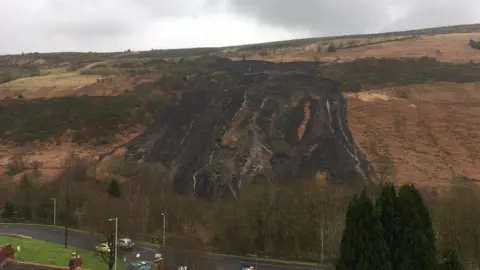 Landslide at Llanwonno hillside in Tylorstown