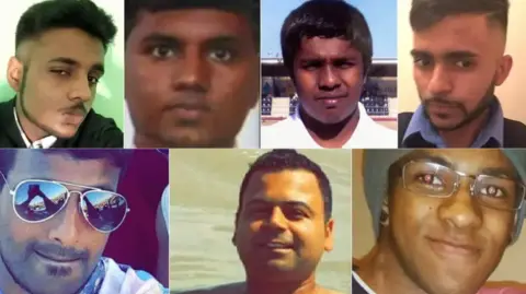 A collage of seven portrait photographs. Clockwise, from top left: Kenugen Saththiyanathan, Kobikanthan Saththiyanathan, Nitharsan Ravi, Inthushan Sriskantharaja, Gustavo Silva Da Cruz, Mohit Dupar and Gurushanth Srithavarajah