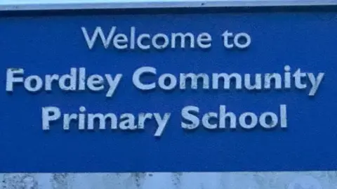 Welcome sign at Fordley Community Primary School