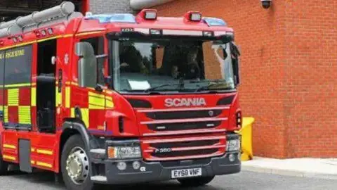 Close up image of the front of a fire engine