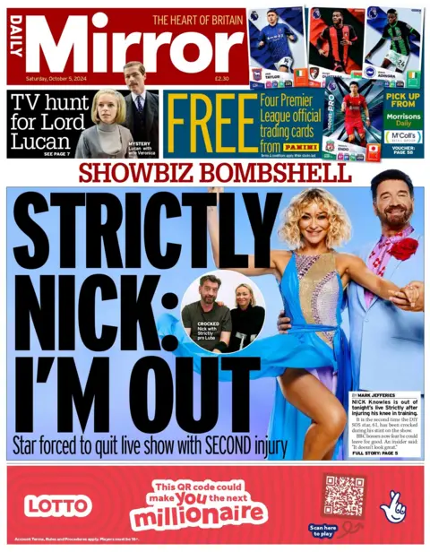 Front page of the Mirror. 