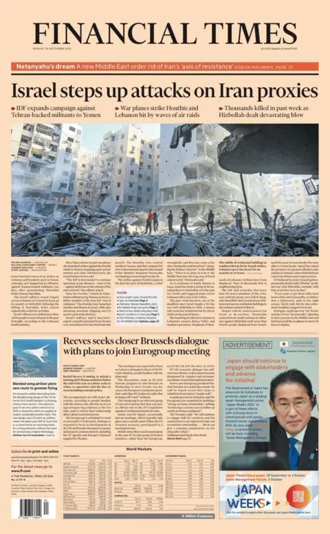 Financial Times front page for 30 September