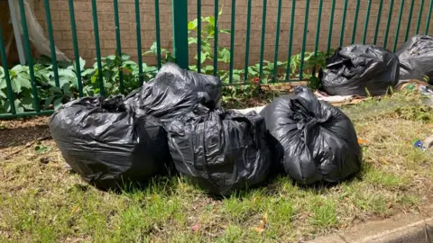 James Grant/BBC Rubbish in blackthorn