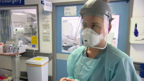 Nurse Laura Blackmore in intensive care in 2020