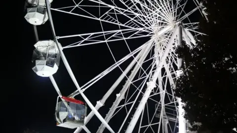 A picture of a while wheel, which is located in Leicester for Diwali celebrations