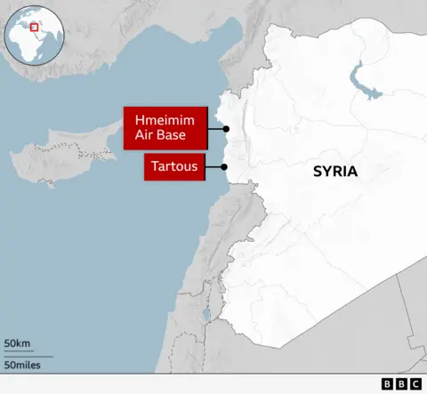 A map of Russian bases in Syria. 