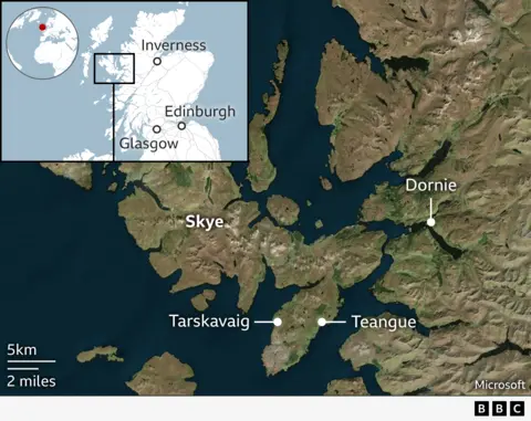 A representation  showing the locations of the attacks successful  Skye and Dornie.