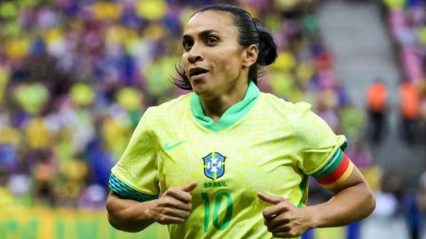 Marta playing for Brazil