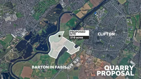 A birds-eye map looking at an outline of the site.