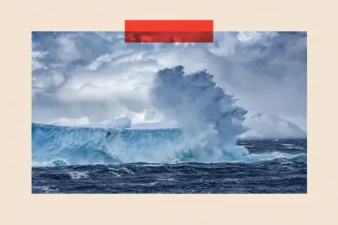 Getty Images Massive Iceberg floating in the Southern Ocean in Antarctica with stormy seas 
