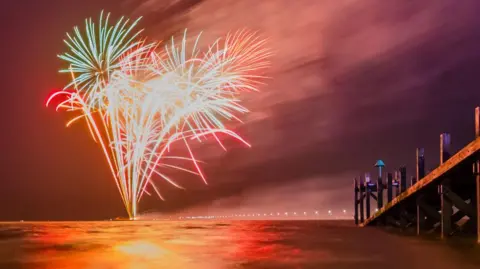 Getty Images Fireworks light up the sky as they are launched at Southend Seafront at a previous event in 2019