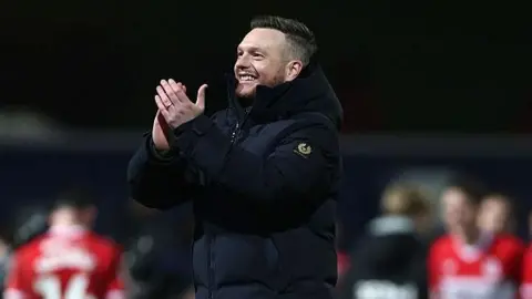 Middlesbrough boss Kim Hellberg claps supporters