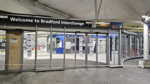 The entrance to Bradford Interchange bus station