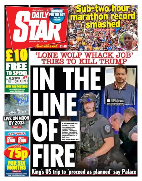 The headline on the front page of the Daily Star is 'In the line of fire'. 