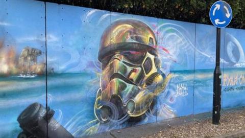 A stormtrooper in the mural