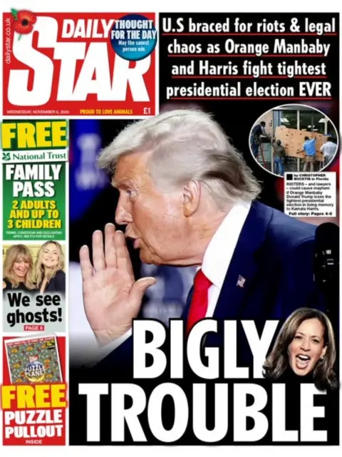 The headline on the front page of the Daily Star reads: 