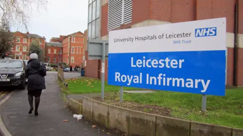 PA The sign outside Leicester Royal Infirmary