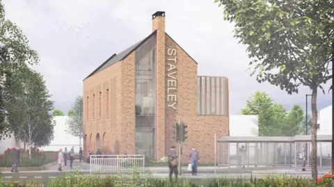 An artist's impression of how the new town centre building in Stavely could look