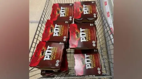 Kirsty Sailes A trolley filled with Pot Noodles