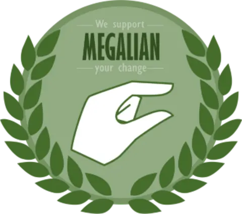 A green logo with a white cartoon hand gesturing with the finger and thumb close together