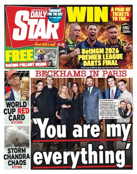 The headline on the front page of the Star reads: “You are my everything”.