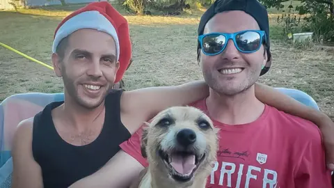 Family photo Jason Whatnall, Nick Rowlands and Milo