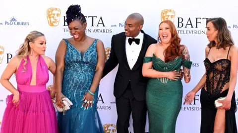 Getty Images Mel Schilling, Charlene Douglas, Paul Brunson, Jay Howard and Ella Morgan attend the 2024 BAFTA Television Awards. 