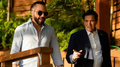 Marco Rubio met El Salvador's President Nayib Bukele at his residence at Lake Coatepeque