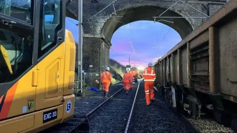 Engineers on a train track