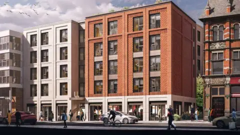 CGI of the student accommodation planned for 119-122 High Street and 55-59 Castle Way,