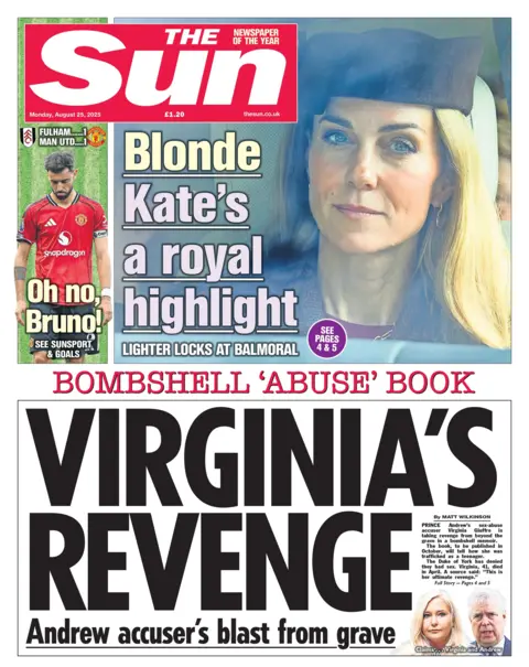 The headline on the front page of the Sun reads: "Virginia's revenge". 