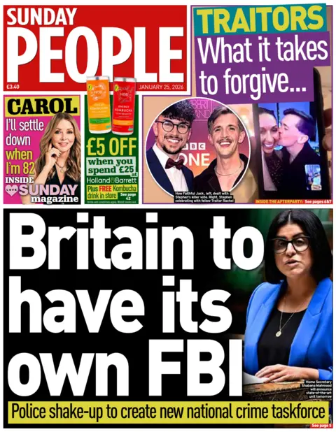 "Britain to have its own FBI" reads the headline on the front page of the Sunday People.