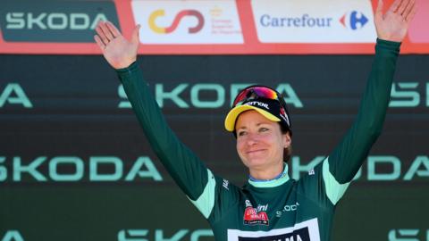 Marianne Vos after winning stage seven of the Vuelta Femenina