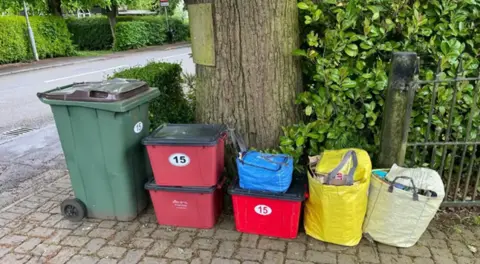 BBC Bins waiting to be collected in North West Leicestershire District Council's area