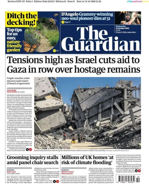  “Tensions high as Israel cuts aid to Gaza in row over hostage remains”.