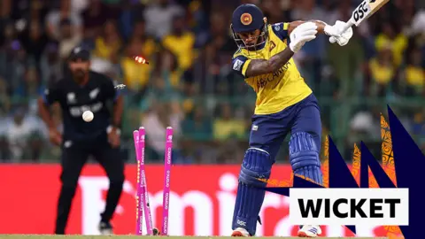 Sri Lanka's Pathum Nissanka is bowled out for a golden duck