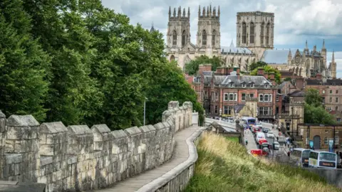 Getty Images York City Walls, with York Minster in the background.