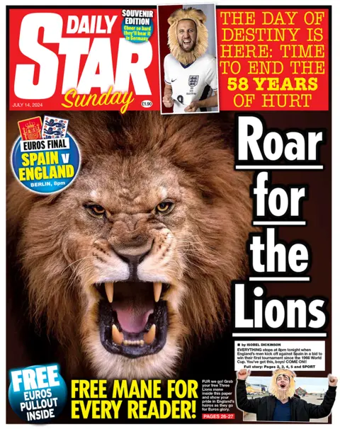 The headline on the front page of the Daily Star reads: "Roar for the lions"