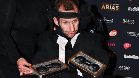 Rob Burrow with his Aria awards