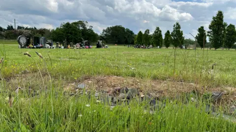 Rubble and long grass