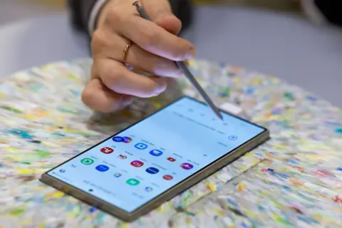 Getty Images The stylus runs across the screen of Samsung's Galaxy S24 smartphone.
