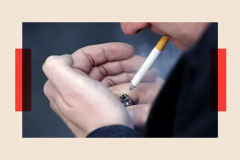 PA Media A man smoking a cigarette
