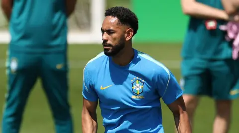Brazil forward Neymar in training