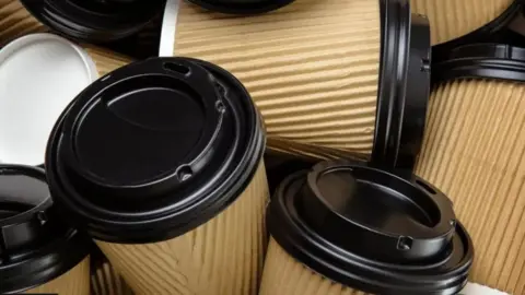 Small brown takeaway coffee cups