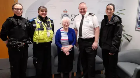 Cheshire Police Betty Chesters with police officers 