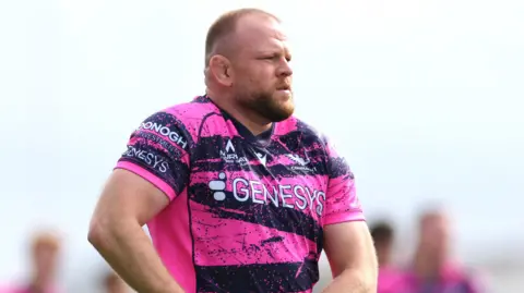 Joe Joyce holds the ball at his side with two hands during a pre-season training session with Connacht