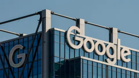 Reuters Close-up shot of a Google office building in Atlanta, Georgia, displaying the Google logo