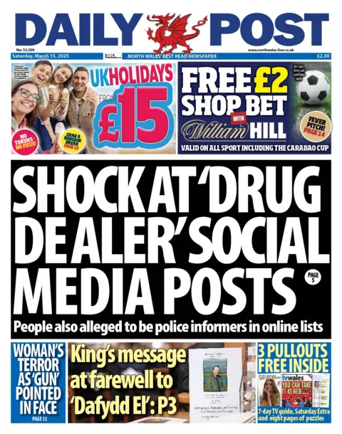 Daily Post Front page of Daily Post has one big headline with no picture saying Shock at 'drug dealer' social media posts