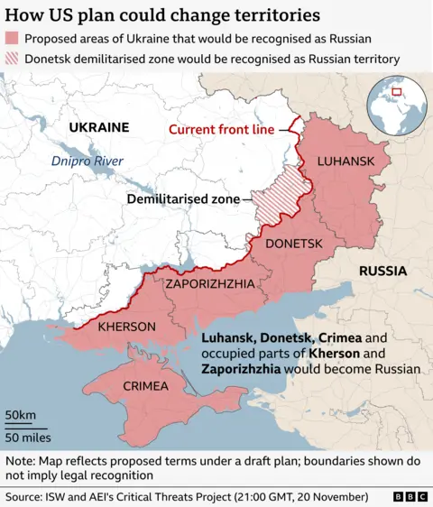 Un mapa que muestra la zona desmilitarizada propuesta.